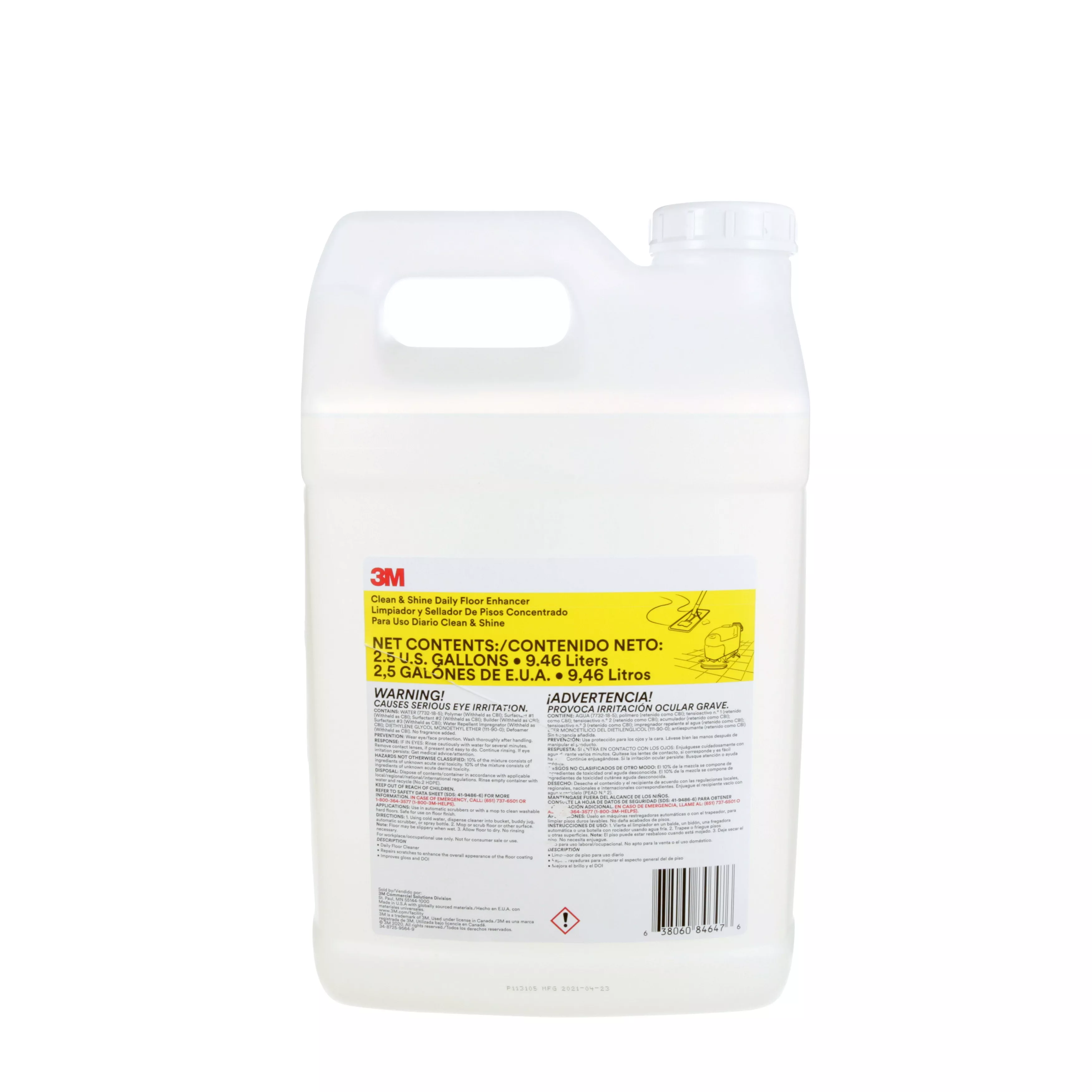 3M™ Clean & Shine Daily Floor Enhancer, Bulk, 9.5L Bottle, 2 Bottles/Case (Case of 2) SKU 7100235122