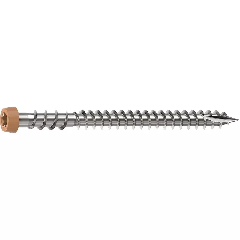 Camo 0367158CS Deck Screw, #10 Thread, 2-1/2 in L, Reverse Upper Thread, Trim Head, Star Drive, Sharp, Cedar