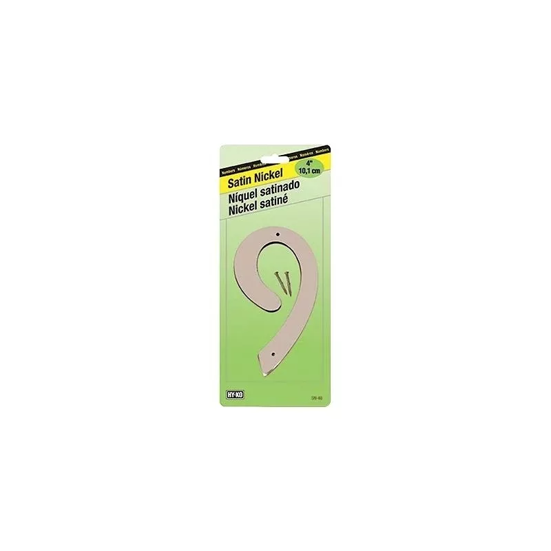 HY-KO SN-40/9 House Number, Character: 9, 4 in H Character, Nickel Character, Zinc (Pack of 10)