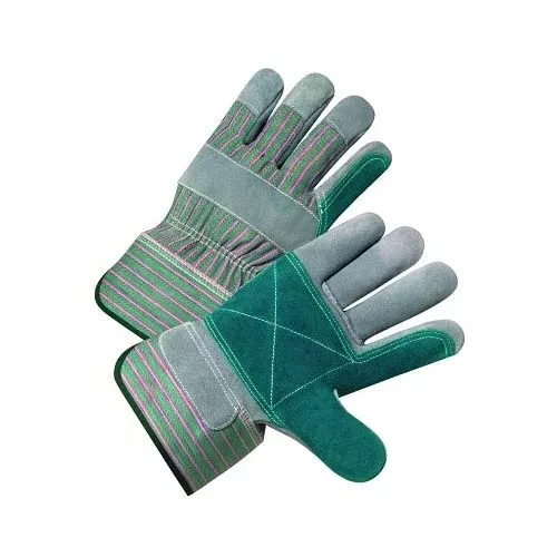 Leather Palm Gloves,Canvas Back; Premium Select Shoulder Leather; Split Cowhide, Large,Pearl Gray