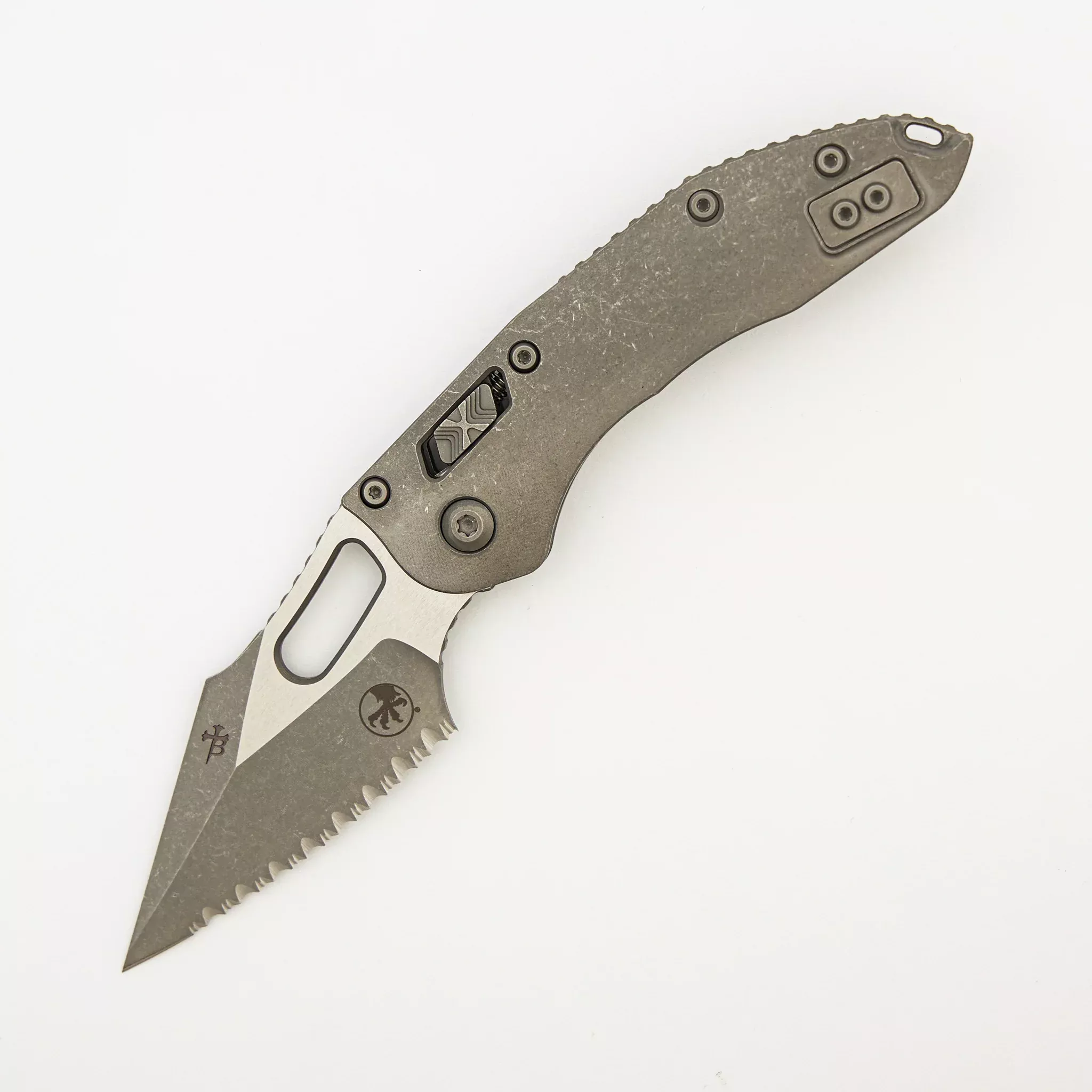 "Marfione Select" Stitch - RAM-LOK Full Serrated Apocalyptic Finish Slab Side Titanium 169RL-12APMS1