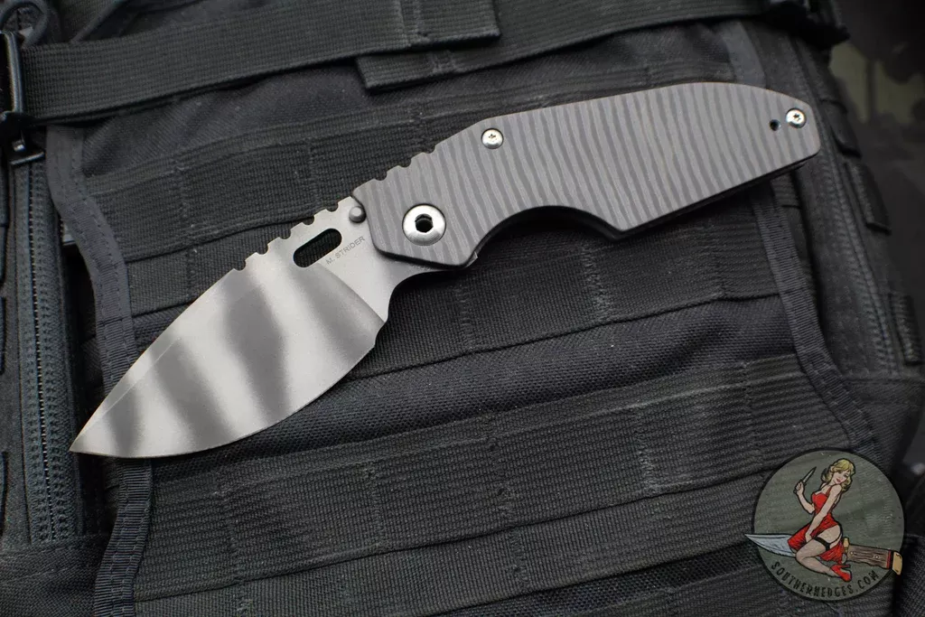 Mick Strider Jibble XL- Tiger Stripe Finished Titanium Handle- Tiger Stripe Finished Blade