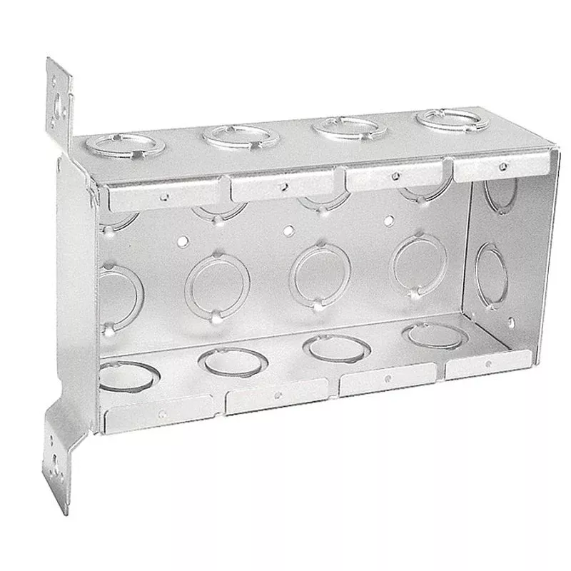 Southwire TB-425-F-UPC Masonry Box, 4-Gang, 18-Knockout, 1/2, 3/4 in Knockout, Steel, Silver, Galvanized, Stud Side